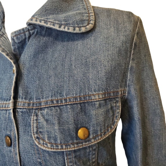 Vintage 70s Womens Denim Jean Jacket Snap Closure… - image 2