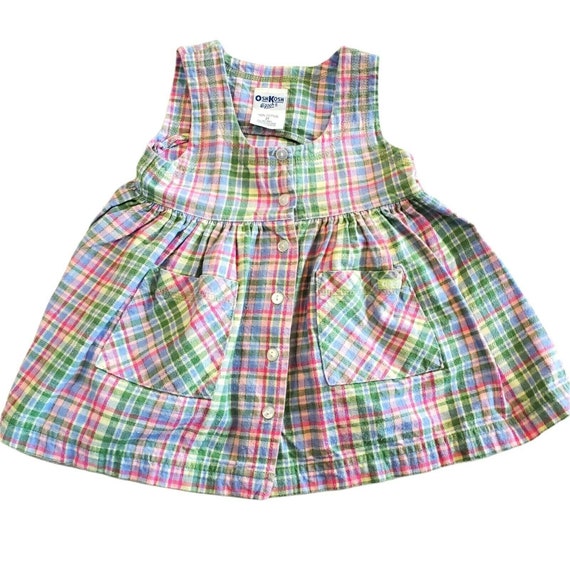 Vintage Oshkosh Girl's Cotton Flannel  Dress Plai… - image 1