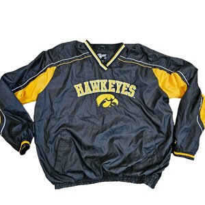 Vintage Y2K University Of Iowa Hawkeyes Pullover Windbreaker Jacket Black XL