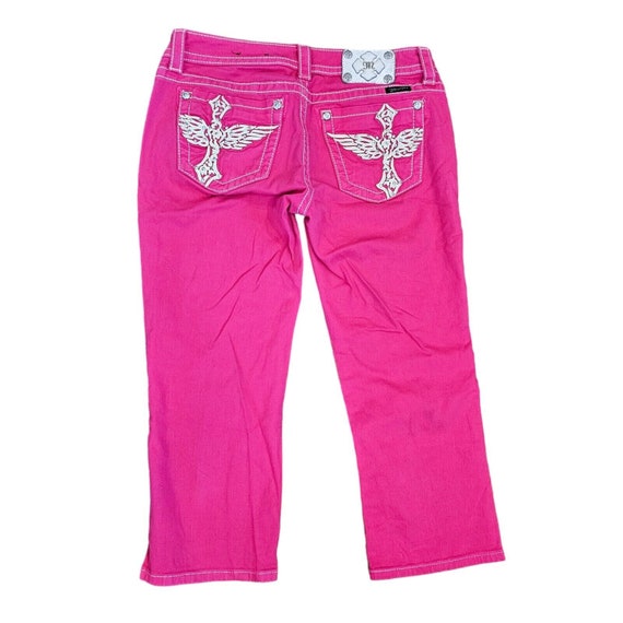 Y2K Miss Me Sz 8 Pink Denim Cropped Jeans Low Ris… - image 5