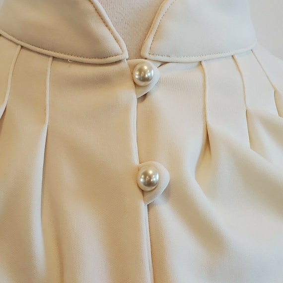 Vintage 60s Womens Medium Cream Midi Day Dress Pl… - image 3