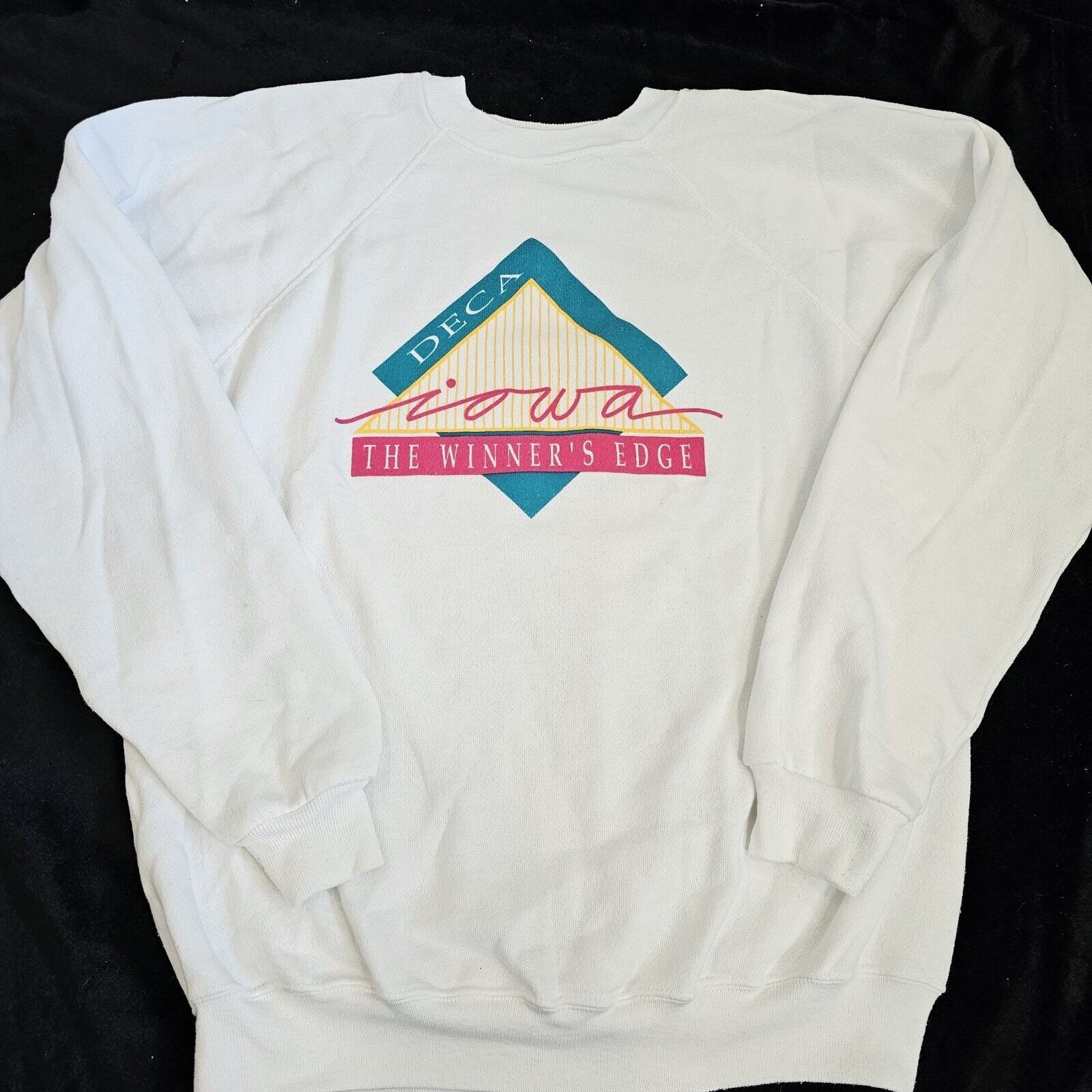 Vintage 80s DECA Crewneck Sweatshirt Large White Leadership Iowa Winner s Edge Etsy
