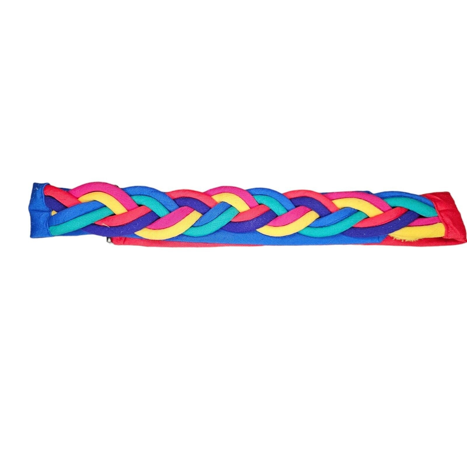 Braided Rainbow Waist Statement Belt Colorful S/M VTG 80s 90s Multi-color Chunky Braided Rainbow Waist Statement Belt Colorful S/M VTG 80s  main image 2