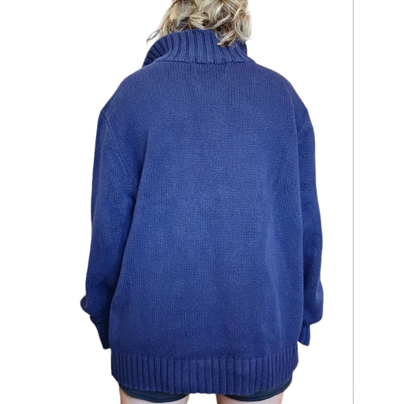 90s Polo Ralph Lauren XL Navy Blue Knit Quarter Zip Pullover 90s Polo Ralph Lauren XL Navy Blue Knit Quarter Zip Pullover