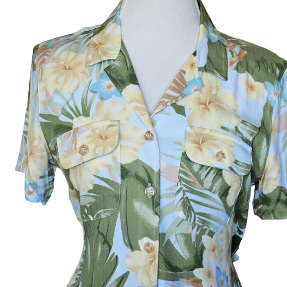 90s Small Tropical Hawaiian Floral Hibiscus Maxi … - image 3