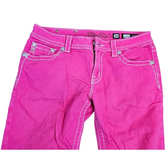 Y2K Miss Me Sz 8 Pink Denim Cropped Jeans Low Ris… - image 9
