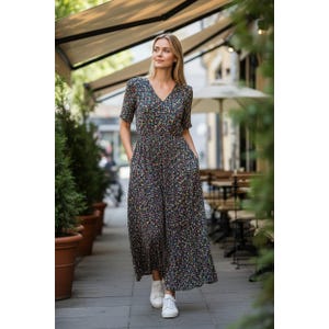 puff sleeve summer maxi dress Pink Floral Puff Sleeve Maxi Dress