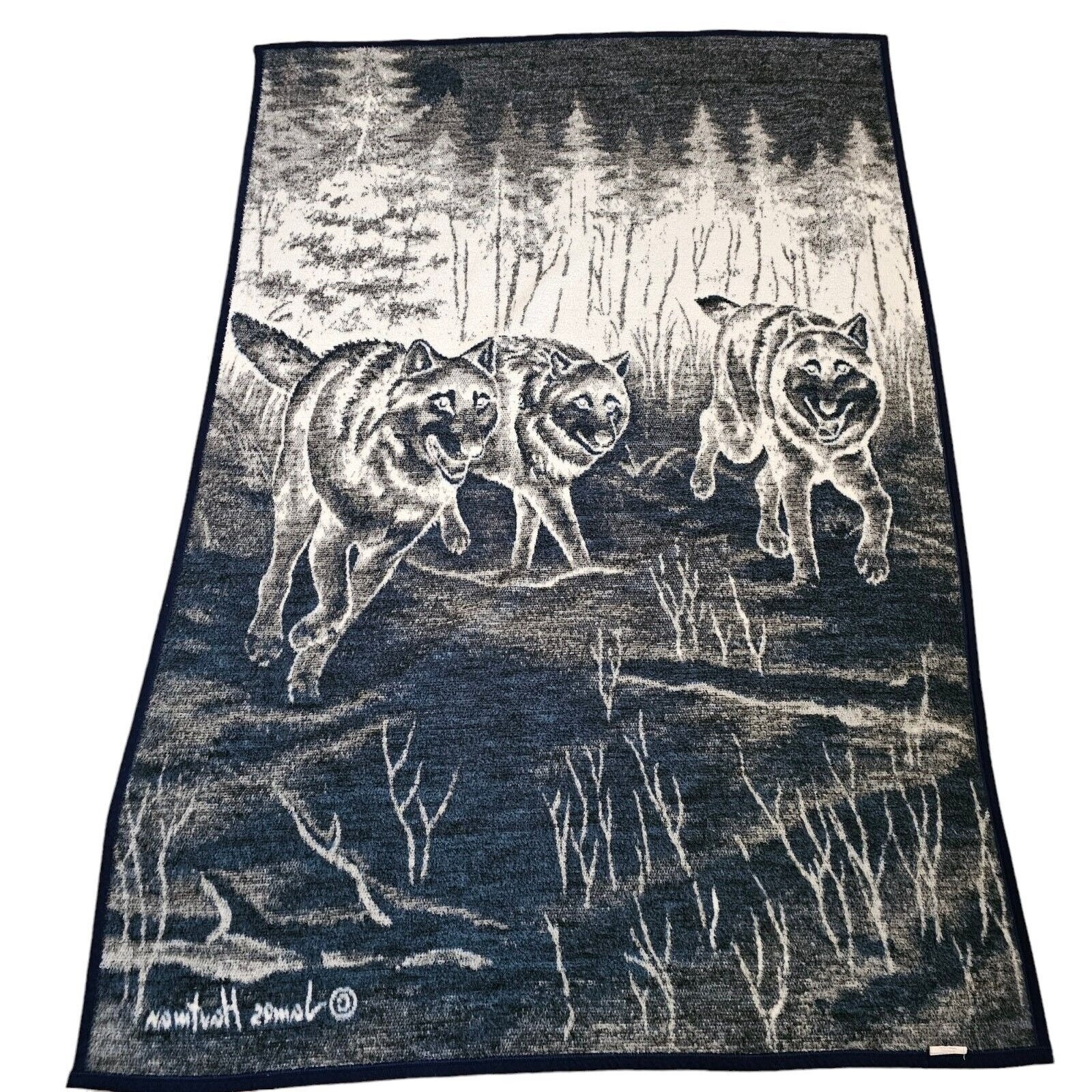 Wolf Biederlack Blanket Throw James Hautman Running Wolves Nature Blanket Blue Grey 77 X 53 Etsy Canada