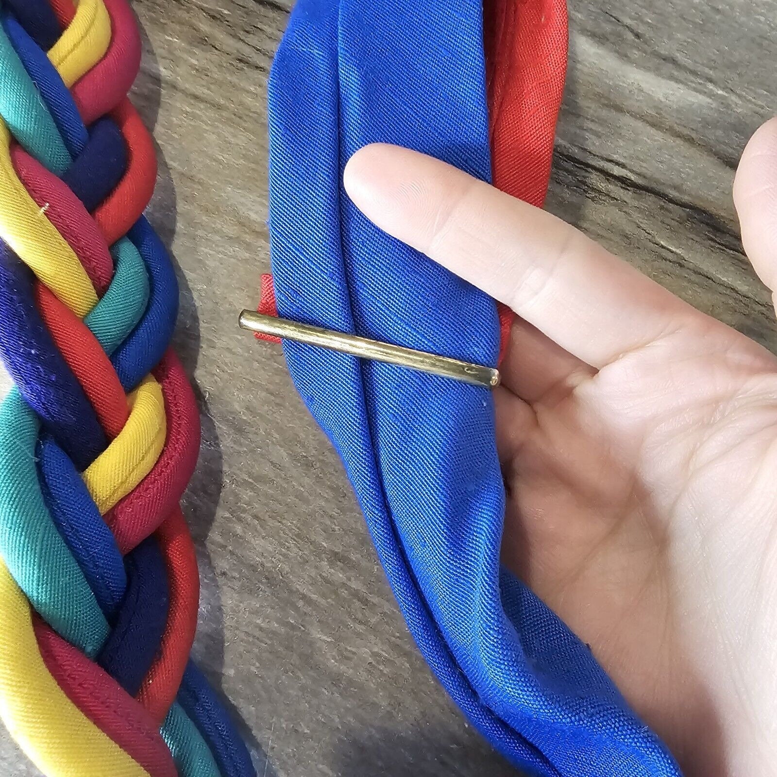 Braided Rainbow Waist Statement Belt Colorful S/M VTG 80s  display picture 2