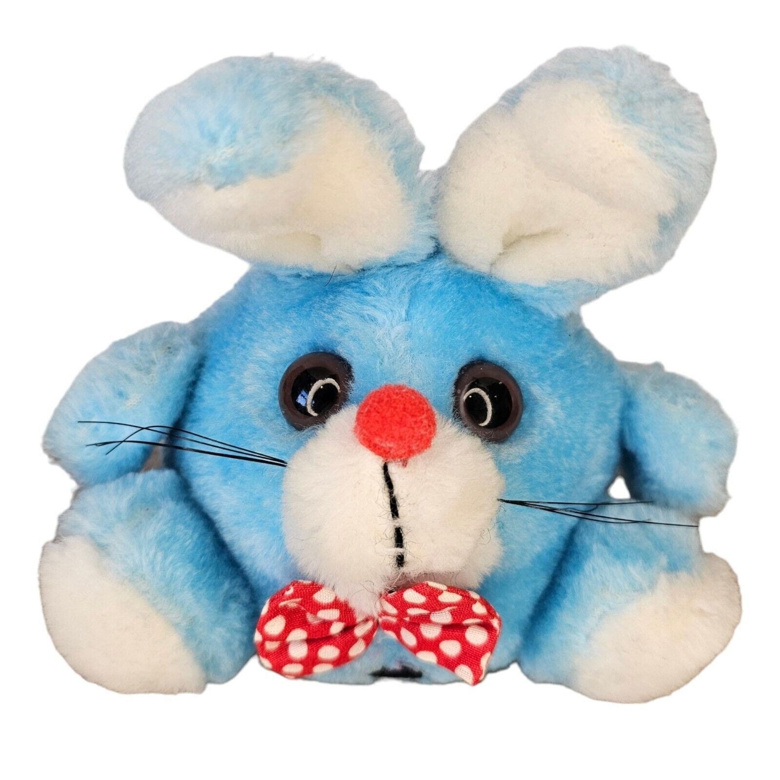 Round Rabbit Plush 80s Russ Roly Blue Round Small Bunny Rabbit Plush Stuffed Animal Easter ...