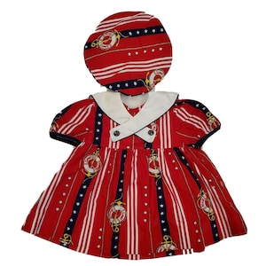 VTG Girls Sz 18 Months Sailor Dress 4th Of July Hat Red Anchor Stars Patriotic