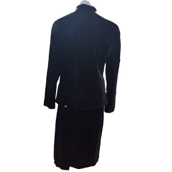 Vintage 80s 90s Womens Large Black Velvet Skirt S… - image 8