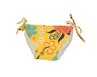 VTG 1940s Bikini Bottoms "Baby Pants" Size XXS Yellow Tropical Keikimalo Hawaii