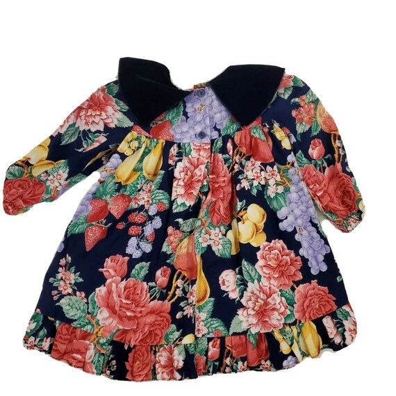 Vintage 90s Girls 4T Floral Fruit Collared Party … - image 4