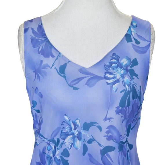 Vintage 90s Blue Purple Slip Dress Periwinkle Flo… - image 3