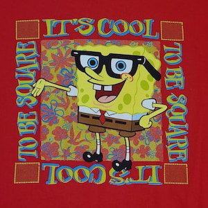 Y2k Adult XL Spongebob Squarepants Double Sided Graphic Tshirt Funny Red