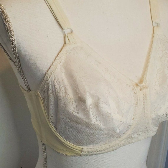 Vintage 60s Lace Floral Underwire Sheer Unlined B… - image 3