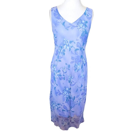 Vintage 90s Blue Purple Slip Dress Periwinkle Flo… - image 2