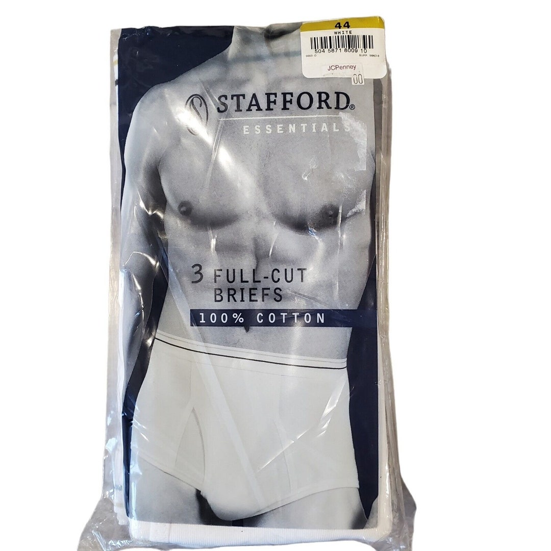 Jcpenny Stafford Essentials 3 Full Cut White Briefs New in Package