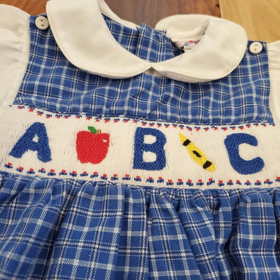 Vintage 2T Girls ABC School Pinafore Apron Dress … - image 2