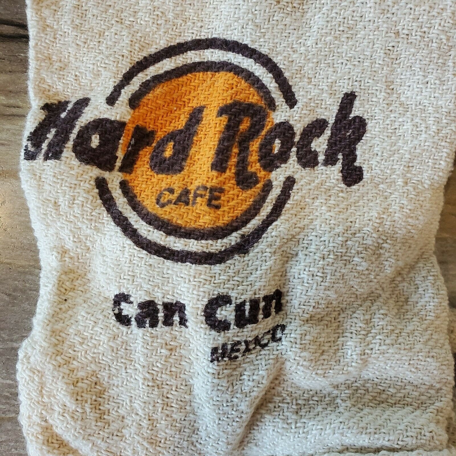 Hard Rock Cafe Cancun Drawstring Mini Backpack Burlap RARE 
