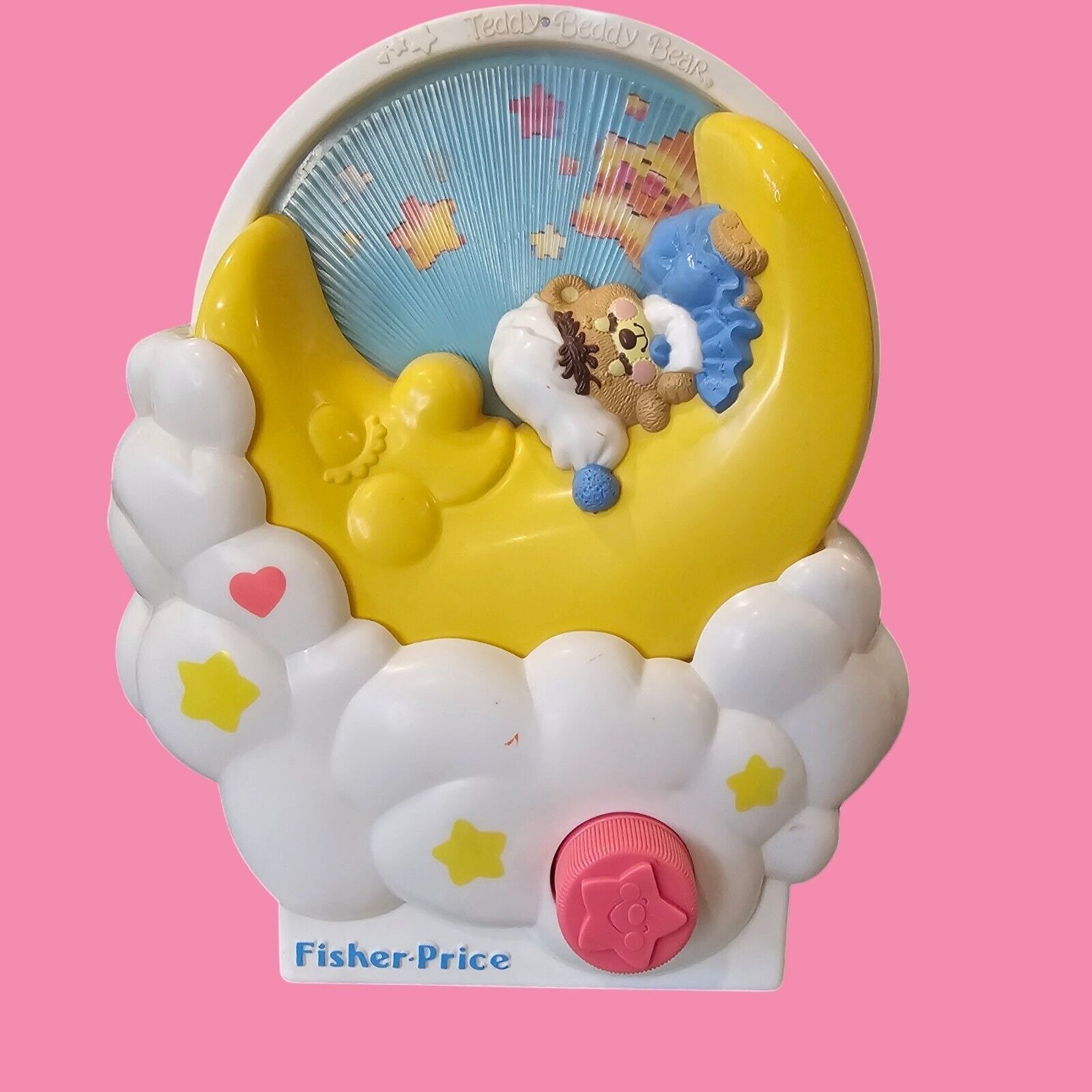 Vintage 80s Fisher Price Nursery Baby Teddy Bear Moon WIND