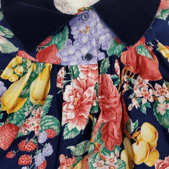 Vintage 90s Girls 4T Floral Fruit Collared Party … - image 5