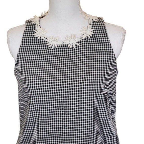 Vintage 90s Does 60s Mod Gingham Plaid Shift Dres… - image 3