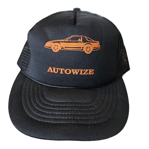 Vintage Retro Autowize Black Snapback Trucker Hat 