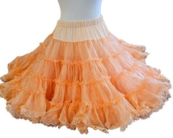 Vintage Petticoat Circle Skirt Slip Square Dance Underskirt Orange Color 80s 90s 26-34" waist