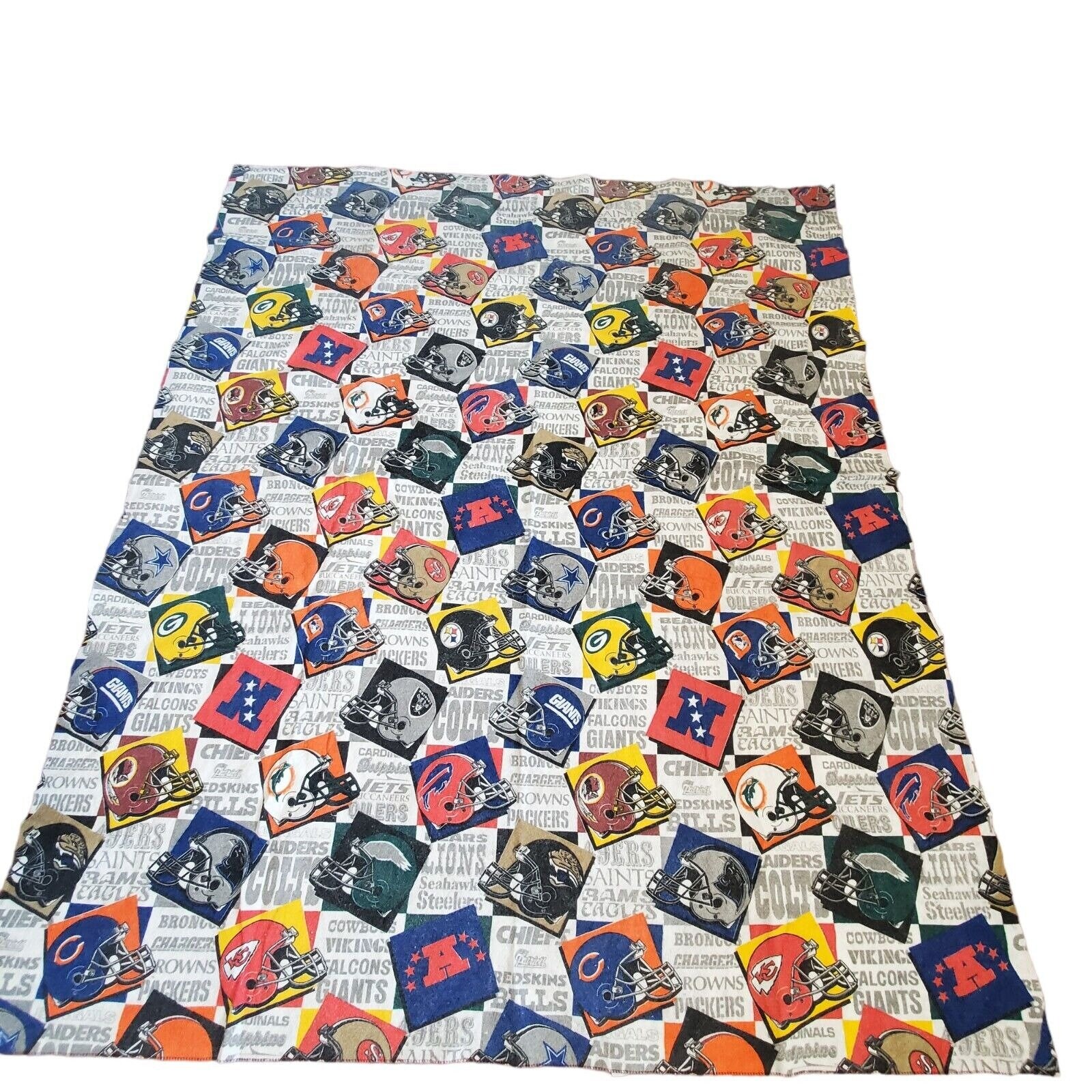 Vintage 90s NFL Felt King Blanket Coverlet Tapestry USA 70 X