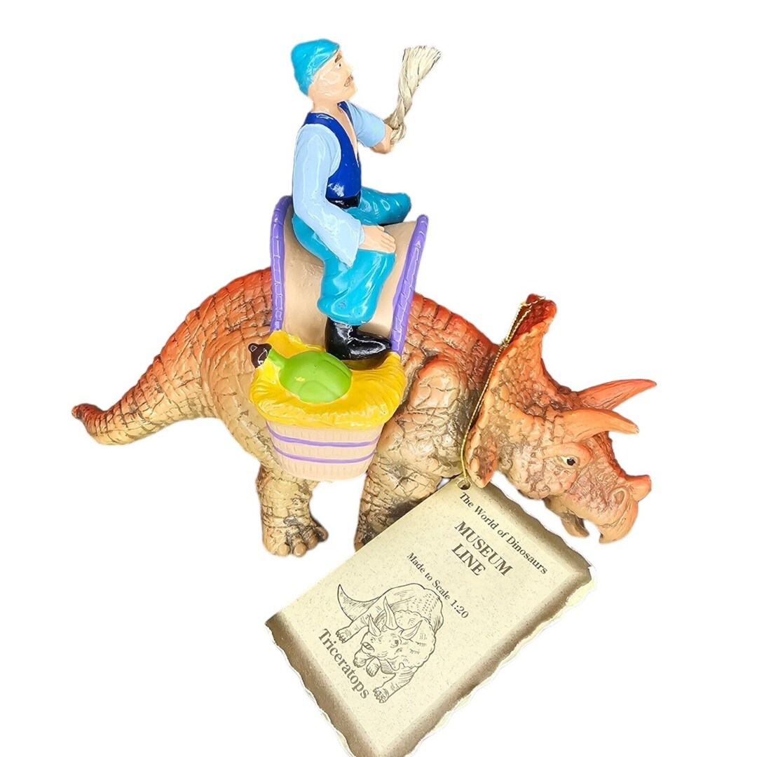 Bullyland Museum Line Triceratops Dinosaur Retired W Rare Rider With ...