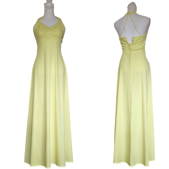 Vintage 60s 70s Light Yellow Size 2 Long Yellow D… - image 1