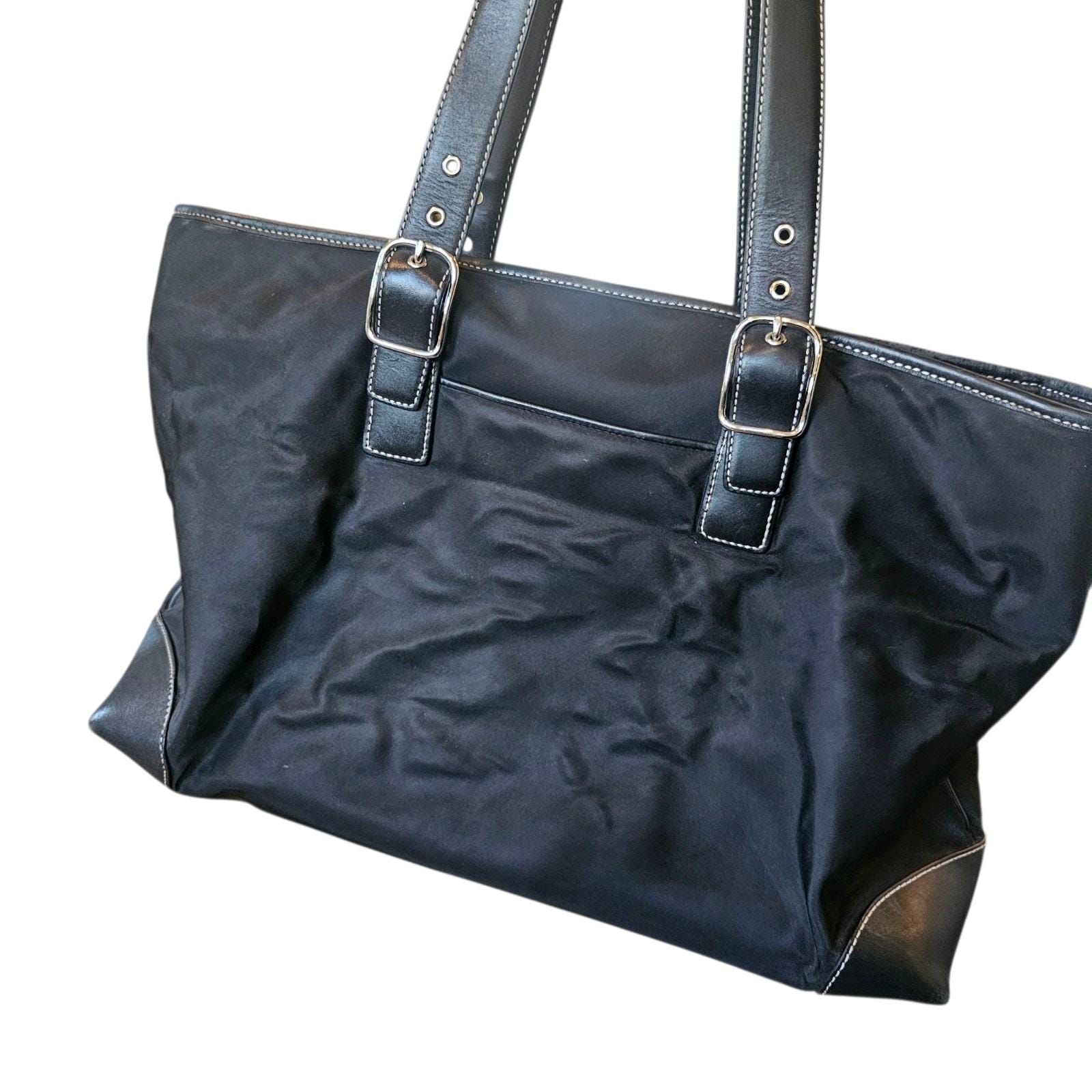 VTG Y2K COACH Black Nylon Leather Tote Purse Bag 5150 Classic 