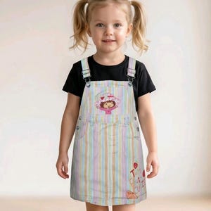 strawberry shortcake denim dress Upcycled Arizona Denim Overall Dress with Strawberry Shortcake Patch   Available on depop! Link in bio , #strawberryshortcake #upcycling  #sustainablefashion #Patchwork #denim patchwork denim dress