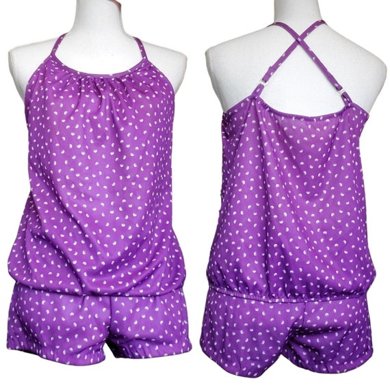 Vintage 60s Mod Purple Large Purple Tankini Swims… - image 1