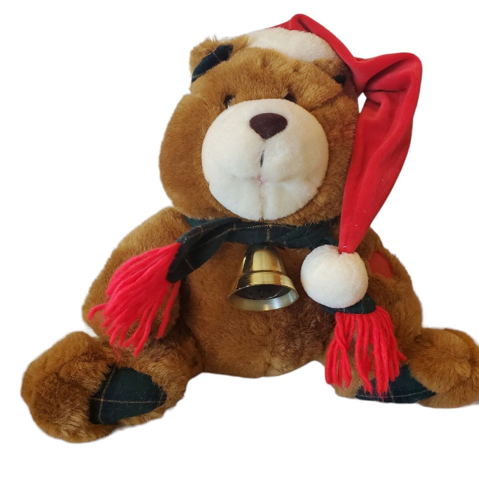 Vintage 90s Christmas Musical Jingle Bells Plush Teddy Bear
