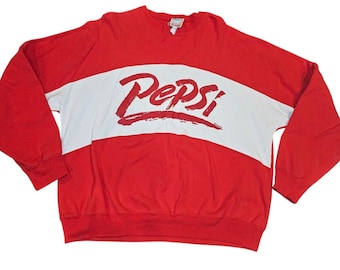 Vintage Pepsi Co. Crewneck Pullover Sweatshirt Large Red 90's Spellout USA Baggy