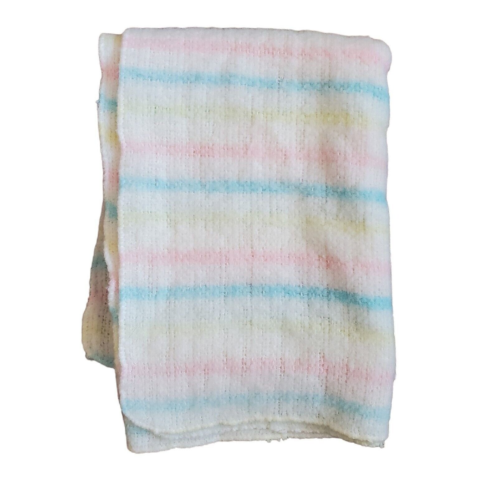 Vintage Beacon Striped Baby Blanket Pastel Blue Pink Yellow Waffle Weave 24 X 35 Etsy Canada