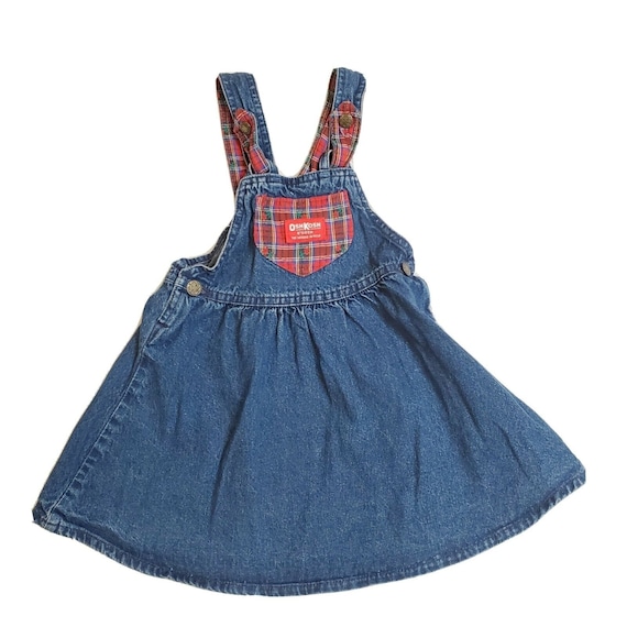 Vintage Oshkosh Girls Sz 4 Denim Jumper Overall D… - image 1