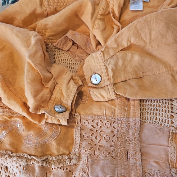 Y2K Medium Sherbert Orange Artsy Textured Jacket … - image 3