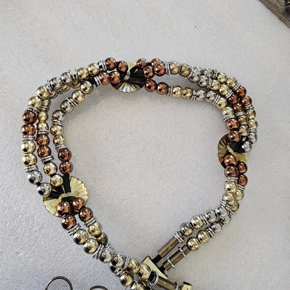 Vintage Mixed Metal Beaded Medallion Waist Belt XS Gold  display picture 3