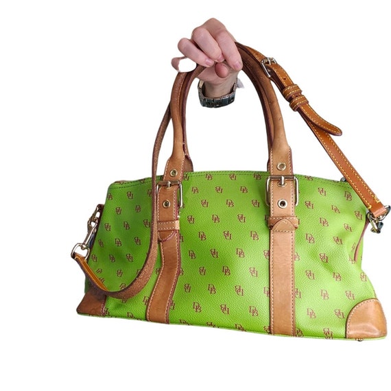 Vintage 90s Y2K Dooney Bourke Lime Green Monogram… - image 2