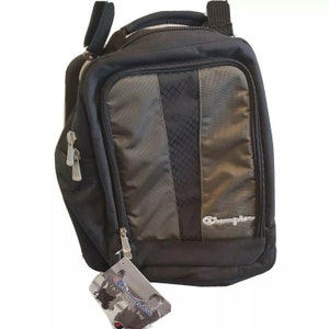 Vintage 90s Champion 16" Boarding Travel Bag Black Olive Green Weekender Overnight Vacation Bag