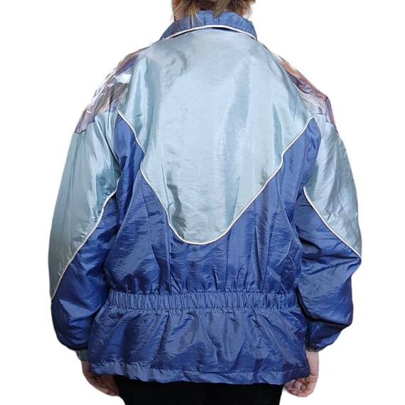 VTG 90s Womens Medium Blue Windbreaker Jacket Col… - image 3
