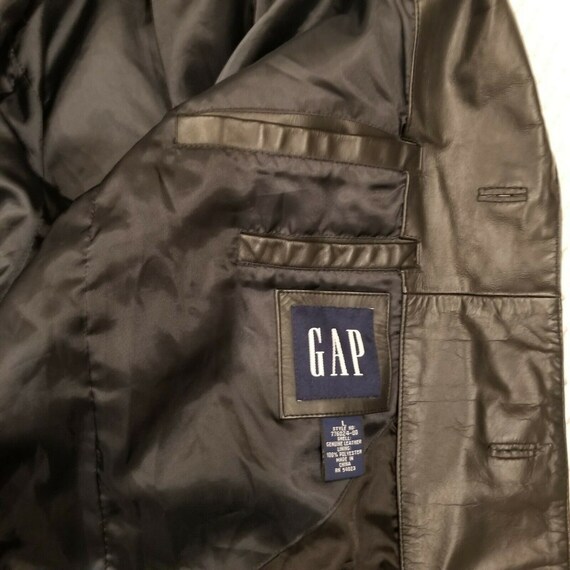 Vintage 90s Gap Blue Label Leather Sports Coat Bl… - image 8