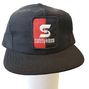 Vintage Safety Kleen Patch Trucker Snapback Hat Cap Black Recycle Made in USA