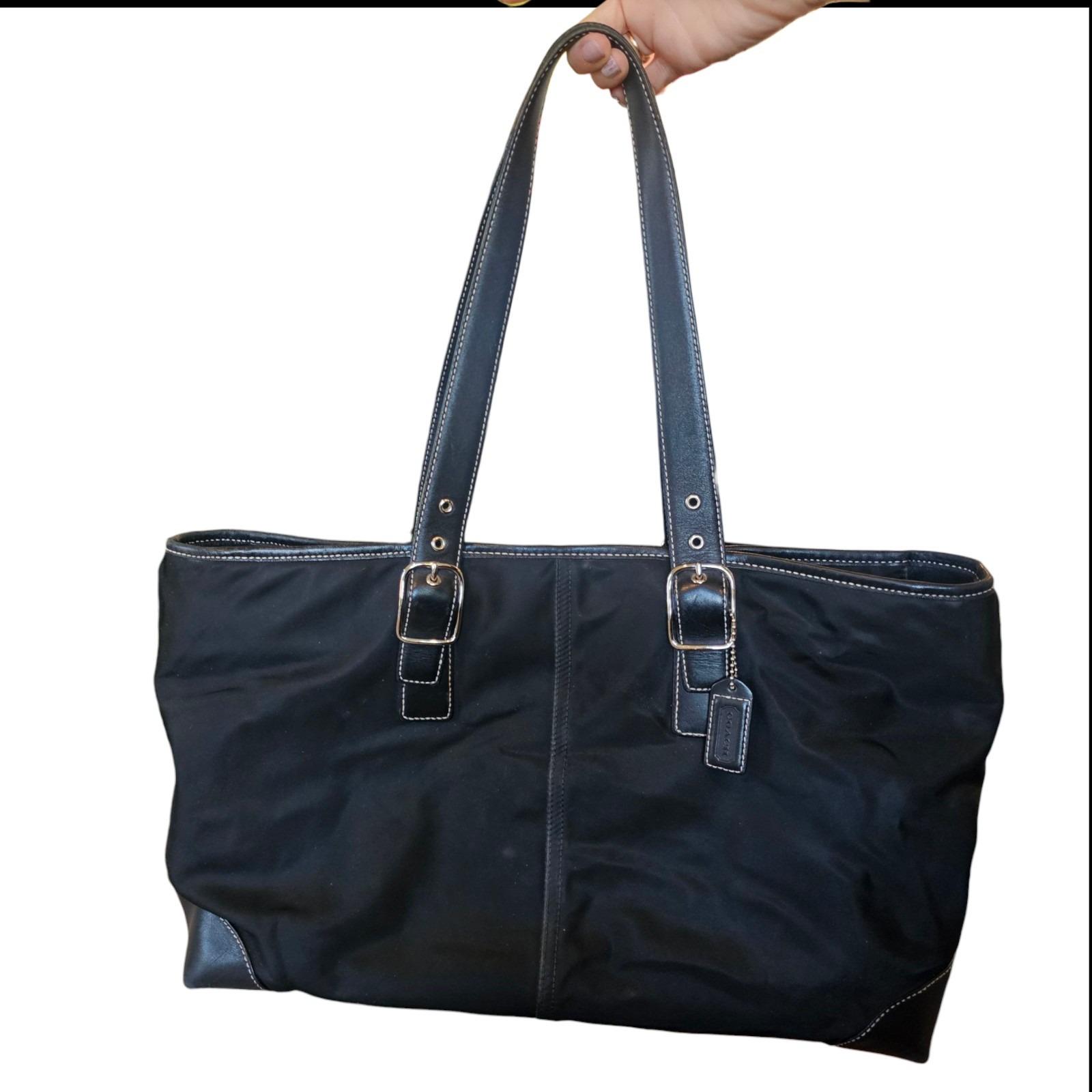 VTG Y2K COACH Black Nylon Leather Tote Purse Bag 5150 Classic
