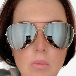 Vintage Foster Grant Silver Reflective Aviator Pilot Sunglasses Unisex USA
