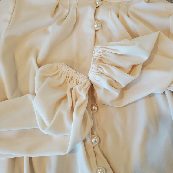Vintage 60s Womens Medium Cream Midi Day Dress Pl… - image 9